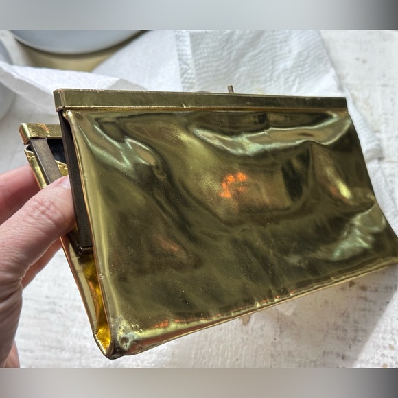 Malini Murjani Mirrored Gold “Samara” Specchio Leather Framed Clutch $625 - Picture 4 of 11